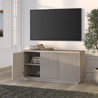 Hudson&Canal - Meuble TV rectangulaire cannelé Hanson pour téléviseurs jusqu'à 55 pouces - couleur aulne blanc-Dimensions du produit : 47,5" L x 15,5" l x 24" H