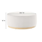 Modway - Tilden Gros velours rond de performance de 38" Rembourré Ottoman - Albâtre naturel-Tissu résistant aux taches