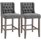 HOMCOM - Tabouret de bar sans accoudoirs à dossier capitonné, chaise haute - gris - paquet de 2-Une construction robuste et des matériaux doux ajoutent durabilité et confort