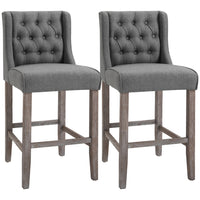 HOMCOM - Tabouret de bar sans accoudoirs à dossier capitonné, chaise haute - gris - paquet de 2-Une construction robuste et des matériaux doux ajoutent durabilité et confort