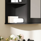 HOMCOM - Armoire à pharmacie murale avec miroir - noir-Matériau : MDF, Verre   