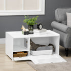 PawHut - Enclos pour bac à litière pour chat dissimulé avec intérieur spacieux - blanc-L'intérieur spacieux offre un confort optimal 
