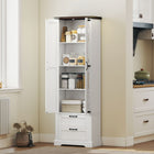 HOMCOM - Armoire de garde-manger de cuisine style ferme 71 po - blanc-Portes de grange classiques et poignées vintage ajoutent un charme campagnard intemporel 
