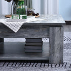 HOMCOM - Table basse moderne à 2 niveaux avec étagère - aspect bois-Dimensions totales : 31,5 po L x 31,5 po l x 14,25 po H