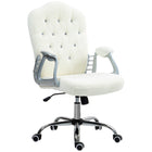 Vinsetto - Chaise de bureau avec hauteur et inclinaison réglables - blanc-Design chic de style français, dossier capitonné décoré de boutons en cristal