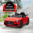 Qaba - Voiture RC électrique pour enfants sous licence Mercedes-Benz 12V - rouge-Équipée de phares avant, feux arrière, klaxon et musique pour un jeu immersif 
