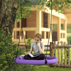 Qaba - Siège de balançoire soucoupe pour enfants, diamètre de 3 pi avec cordes suspendues à hauteur réglable - violet-Tubes métalliques rembourrés de mousse pour plus de stabilité 