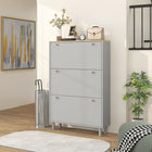 HOMCOM - Armoire à chaussures avec 3 tiroirs rabattables pour 24 paires - gris-Le dispositif anti-basculement améliore la sécurité en prévenant les chutes 