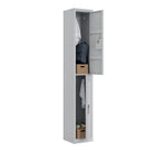 Ceha - Série RH, batterie simple, casier 2 niveaux avec aérations à persiennes - poignée encastrée, gris clair-Porte-étiquette pratique sur la porte