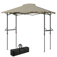 Outsunny - Gazébo pliant pour barbecue 5 pi l x 8.5 pi L avec étagères - Auvent d'extérieur UPF 50+ - Kaki-Présente un design pop-up pour une installation facile