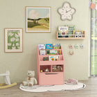 HOMCOM - Étagère à livres multi-étagères pour enfants avec tiroir de rangement - Rose-Roues sous le tiroir pour un déplacement facile 