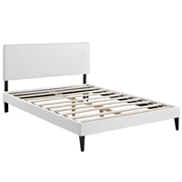 Modway - Phoebe Vinyle Lit à plateforme complet avec pieds carrés effilés, Blanc-Rembourrage en vinyle de qualité