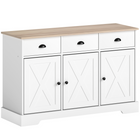 HOMCOM - Buffet de style ferme 46,5 po avec portes de grange et rangement - blanc-Le dessus à effet bois naturel et les portes style grange créent une ambiance chaleureuse de ferme