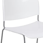 Flash Furniture - Chaise ultra-compacte empilable blanche de la série HERCULES avec une et cadre enduit de poudre argentée-Dossier et siège en plastique blanc aux contours ergonomiques