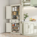 HOMCOM - Armoire de cuisine autoportante 72 po avec tiroir - blanc crème-Son grand tiroir et sa conception à 6 niveaux offrent un espace de rangement généreux 