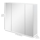 Kleankin - Armoire à pharmacie murale avec miroir - 28 po l x 24 po P - blanc-La surface est peinte, ce qui facilite le nettoyage 