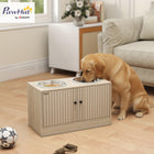 PawHut - Gamelles surélevées pour grand chien avec gamelle anti-glouton, acier inoxydable - 24 po L x 12 po l x 14 po H - chêne-Comprend une armoire cachée de 10,6 gal (40 L) pour garder les accessoires de votre animal organisés 