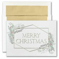 JAM Paper - Ensemble de cartes de Noël vierges et enveloppes assorties - Verdure de Noël - paquet de 25-Ensemble de cartes de vœux avec motif de vœux de verdure de Noël