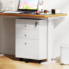 HOMCOM - Classeur à 3 tiroirs avec serrure, mobile - blanc-Design épuré avec poignées boutons pour compléter la décoration de bureau 
