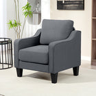 HOMCOM - Fauteuil avec ressorts ensachés - épais rembourrage pour salon - gris charbon-Tissu respirant effet lin pour une sensation de bien-être toute l'année  

