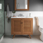 Modway - Birdie 36" Vanette de salle de bain - Blanc naturel-Construction en bois de teck