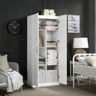 Manhattan Comfort - Hopkins armoire de rangement moderne à 7 étagères 29,61 po - Blanc-Style de porte à ouverture à 90° avec charnière de porte européenne à fermeture douce