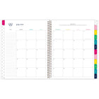 Emily Ley Simplified - Agenda scolaire hebdomadaire/mensuel pour enseignants 2026-2027 - 11 po H x 9 po l - Navy Floral - anglais-Un mois sur deux pages comprenant des blocs quotidiens non lignés, une section de tâches lignée, un « conseil de simplicité » pour vous aider à planifier et des onglets pour une navigation facile.