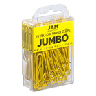 JAM Paper - Trombones géants colourés - grands trombones jaunes de 5 cm - paquet de 75-Taille : 2 pouces (grand/jumbo) | Gardez vos piles de papier organisées avec des trombones de couleur