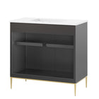 Modway - Awaken 36" Vanette de salle de bain - Blanc Noir-Rangement spacieux