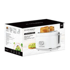 JS Gourmet - Grille-pain rétro à 2 fentes larges - Blanc-Corps en acier inoxydable
