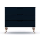Manhattan Comfort - Rockefeller commode 3 tiroirs de 89,56 cm style milieu du siècle, bleu minuit Tatiana, lot de 2-Option pour accueillir un meuble TV jusqu'à 32", avec une capacité de 5 kg par étagère