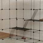 PawHut - Cage pour chat 55 po d’intérieur à 4 niveaux DIY avec plateformes et rampes-Cinq portes facilitent l’interaction, l’alimentation et le nettoyage 