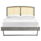Modway - Sierra Canne et bois Lit plateforme Queen avec pieds angulaires, Gris-Capacité de poids : 600 lb
