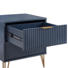 Manhattan Comfort - Table de nuit moderne DUMBO 51 cm à 2 tiroirs - Bleu Minuit-Pieds évasés en métal doré élégants ajoutant une touche de design mode et de durabilité