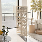 HOMCOM - Séparateur de pièce autoportant à 3 panneaux motif feuille de palmier pour bureau à domicile, chambre - finition bois naturel-Matériaux : Bois de paulownia  
