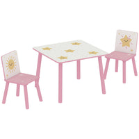 Qaba - Ensemble table et chaises 3 pièces pour - âgés de 3 à 8 ans - rose-Ensemble de 3 pièces avec une table et 2 chaises  
