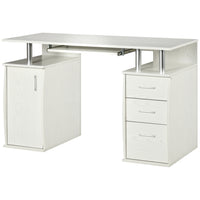 HOMCOM - Bureau d'ordinateur avec plateau clavier et tiroirs de rangement - 47,2 po L x 21,7 po l x 29,5 po H - blanc-Espace de bureau ample pour l’écriture, le travail sur ordinateur et d’autres activités de bureau à domicile 