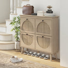 HOMCOM - Armoire à chaussures étroite avec 4 tiroirs basculants - chêne-Peut contenir jusqu'à 20 paires de chaussures (jusqu'à la taille homme CA 11,5) dans quatre tiroirs basculants 