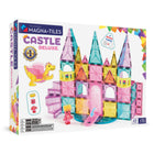 MAGNA-TILES - Jeu de construction magnétique Castle DLX 48 pièces-Ce Qui Est Inclus: 48 pièces magnétiques, dont 1 pont-levis, 1 figurine de dragon, 1 figurine royale, 2 escaliers en colimaçon, 2 balcons, 4 fenêtres, 2 triangles équilatéraux (pailletés), 2 quarts de cercle, 5 triangles isocèles, 20 carrés (10 pailletés, 10 standard), 2 triangles équilatéraux microMAG, 4 carrés microMAG et 2 triangles isocèles microMAG. 