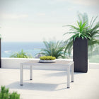Modway - Shore Terrasse extérieure Aluminium Table basse - Gris argenté-Panneaux d’accent en bois plastique