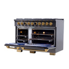 Kucht - 48 po Série KXD Cuisinière double énergie Propane - Gemstone-Grilles de cuisson en fonte robuste permettant de déplacer les casseroles d’un brûleur à l’autre sans les soulever