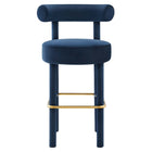 Modway - Toulouse Performance Velvet Tabouret de bar - Midnight Blue Gold-Limite de poids : 330 lb