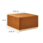 Modway - Tilden Grand velours de performance carré de 28 pouces Rembourré Ottoman - Rouille naturelle-Tissu résistant aux taches