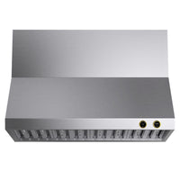 KUCHT KRH480-GL-C 48 po Hotte murale - avec commandes numériques - 1200 CFM - Acier inoxydable/Or-Deux commandes tactiles numériques à cadran rond assorties aux boutons ronds de toute cuisinière et parfaitement compatibles avec notre thermostat numérique exclusif Horus à cadran présenté sur la série KX