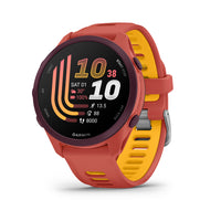Garmin - Forerunner 170 Music - Rouge rose avec bracelet Rouge rose/Mangue-Cette montre intelligente de course avec GPS facile à utiliser possède toutes les fonctions essentielles dont vous avez besoin pour passer au niveau supérieur, y compris le GPS, l’allure, la distance et la fréquence cardiaque au poignet