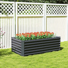 Outsunny - Jardinière surélevée galvanisée - gris foncé-Fond ouvert favorisant la croissance naturelle des racines et un drainage efficace de l’eau
