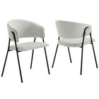 Modway - Nella Rembourré Chenille à bruyère Chaises de salle à manger Ensemble de 2 - Papier journal noir-Ensemble de 2 chaises de salle à manger d’accent