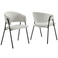 Modway - Nella Rembourré Chenille à bruyère Chaises de salle à manger Ensemble de 2 - Papier journal noir-Ensemble de 2 chaises de salle à manger d’accent