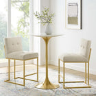 Modway - Privy Acier inoxydable doré Tissu rembourré Tabouret de comptoir - Beige doré - Ensemble de 2-Tissu polyester doux pour tissu