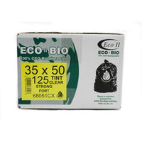 Eco II - Sasc à ordures Oxo-Biodégradable - 35 po x 50 po - fort - clair tinté - paquet de 125-35 po x 50 po